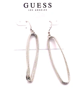 Guess Beautiful Silver Tone Braided Hoop Earrings - Picture 1 of 5