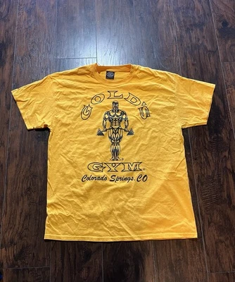 Camisa de Gimnasio Vintage Golds Para Hombres XL Amarilla Negra Venecia Playa Culturismo Entrenamiento Foto 1 de 4