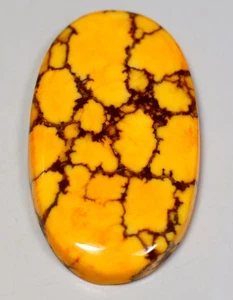 56 Ct 6X23X39 mm YELLOW SPIDERWEB TURQUOISE OVAL CABOCHON GEMSTONE DA-213 - Picture 1 of 1