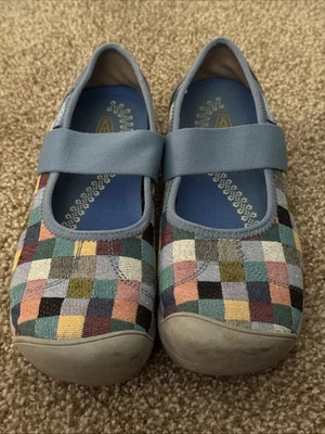 Zapato Keen Mujer Sienna Mary Jane Talla 7 Azul Retazos Cuadros Sin Cordones Plano Foto 1 de 4