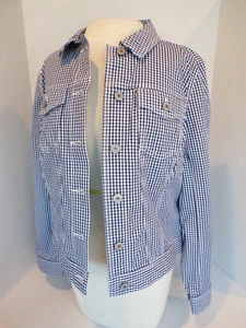 Talbots Jacket Size Small Womens Gingham Blue White Button-up - Picture 1 of 12