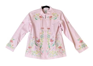 Quacker Factory Large Embroidered Pink Jacket Sequin Butterflies Flowers Fairy - Bild 1 von 7