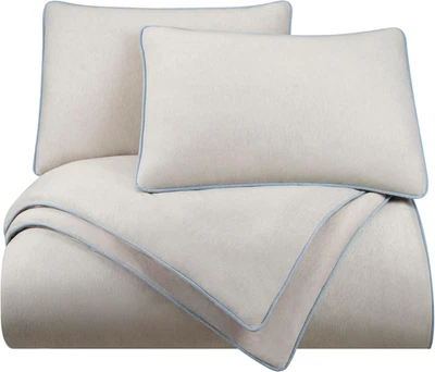 Solid Jersey Knit 3-Piece King Comforter Set - Cotton Blend - Ultra-Soft & Cozy  - Image 1 of 4