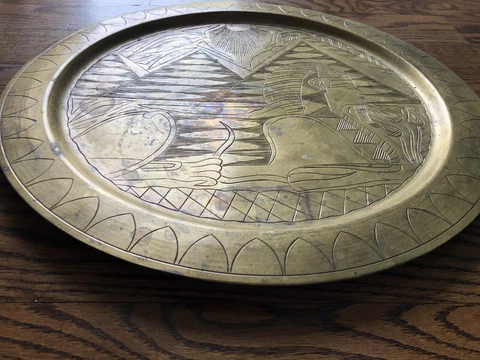 Vintage Egyptian Bronze Wall Hanging 15 1/2” Cover