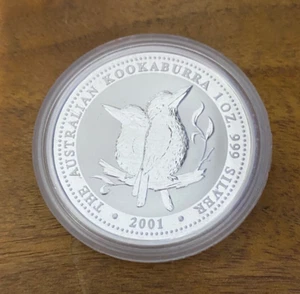 AUSTRALIAN: 2001 $1 KOOKABURRA 1oz .999 SILVER COIN IN CAPSULE #1842 - Picture 1 of 2