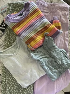 Lot 5 pc wardrobe builder 2 GAP Girls High Rise Wide Leg Pants & 3 top Sze 12/14 - Picture 1 of 17