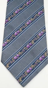 NEU 175 $ Paul Smith London Seidenkrawatte blau gestreift lila gold Blumenmuster hergestellt in Italien - Bild 1 von 4