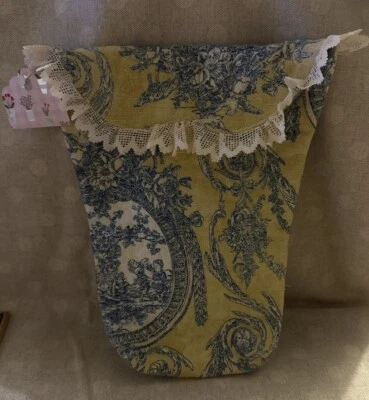 Винтажная хлопковая сумка для детских подгузников ручной работы, викторианская кружевная синяя желтая 11–8 дюймов - Изображение 1 из 4