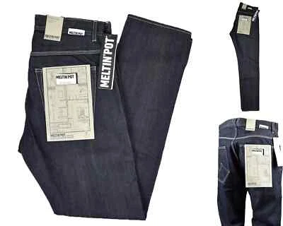 MELTIN' POT Meltin Pot Jeans Uomo elasticizzato regular fit a vita alta blu w30 w31 w32 w34