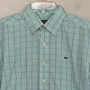 Vineyard Vines Shirt Small by Shep Ian Whale Green Blue White Checkered W1 - Picture 1 of 14