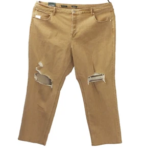 NWT Wild Fable Mustard Brown Plus Size 24 Jeans Destroyed High-Rise Stretch - Picture 1 of 3