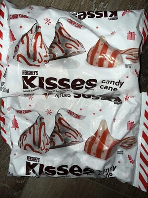 Hershey's Kisses ~ Candy Cane White Chocolate Candy 9 oz, 12/2025 ~ 2 Bags - Image 1 of 3
