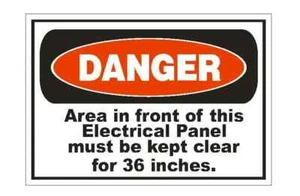 Danger Keep Area Clear Electrical Safety Sign Sticker Decal Label D867 - Picture 1 of 1