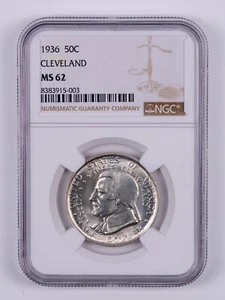 1936 Cleveland Commemorative Half Dollar NGC MS62 RB003 - Picture 1 of 2