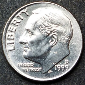 USA - Roosevelt - 1999 D - dime off centre -#USA14 - free shipping - Picture 1 of 2