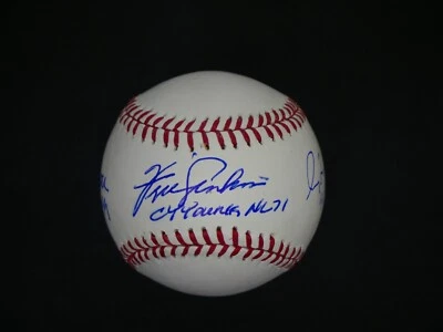 FERGIE JENKINS GREG MADDUX BRUCE SUTTER SIGNED OMLB BASEBALL INSCRIBED - JSA COA - Image 1 of 4
