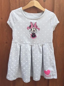 DISNEY PARKS Minnie Mouse Niña Talla XS (4) Vestido Gris Lunares Disneyland (A622) - Imagen 1 de 6