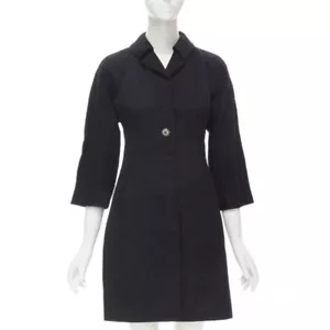 DOLCE GABBANA black paisley jacquard crystal button 3/4 sleeve coat IT36 XS - Picture 1 of 12