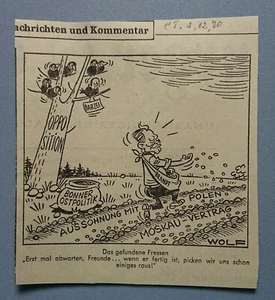 Old Display Tageblatt Coburg 02.12.70 Political Satire Politics Economy Wolf - Picture 1 of 2
