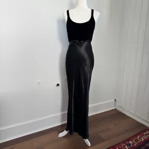 Vintage Y2K Goth Black Velvet Slip Dress Open Back Prom Witchy Old Hollywood 8 - Picture 1 of 8