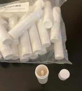 30 White Lip Balm Containers Tubes Sticks DIY BPA Free round Tubes + Caps 0.15Oz - Picture 1 of 2