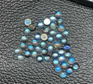 5 MM Round Shape Natural Blue Labradorite Loose Gemstone Cabochon Wholesale Lot - Picture 1 of 4