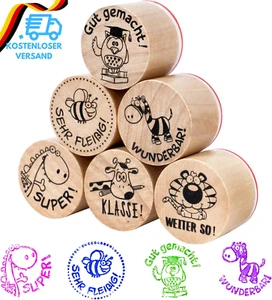 BETESSIN 6 Lehrerstempel Deutsch Stempel Grundschule Holz Stempelset Für Lehrer - Bild 1 von 12