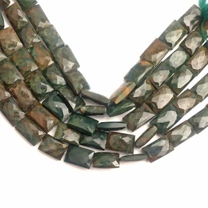 Natural Green Jasper 8 Inch Strand 10x13-11x17 MM Beads Faceted Rectangle Shape - Picture 1 of 5