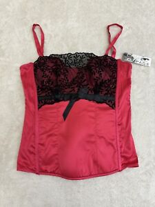 NWT RAMPAGE Red Black Adjustable Corset Lingerie Top Size Medium NEW!