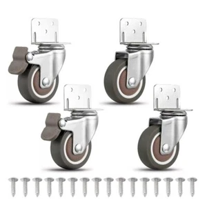 4PCS Furniture Casters Crib Rubber Wheel L Type 2 inch 360 Degree Swivel Mute... - Picture 1 of 8