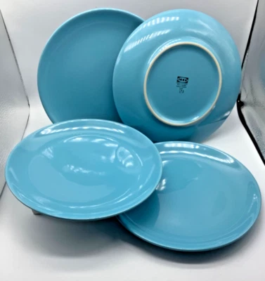 IKEA Fargrik 15199 Glossy Turquoise Blue Salad Dessert  Plates 8.25”, Set 4 - Image 1 of 4