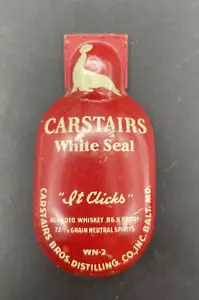 Scarce Tin Advertising CLICKER CARSTAIRS WHITE SEAL BLENDED WHISKEY - Picture 1 of 10