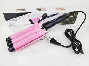 3 Barrel Curling Iron Hair Crimper 25mm (1 in) Fast Heating Prof Curling Wand - Picture 1 of 22