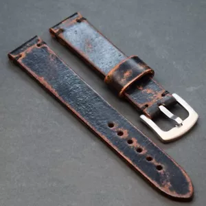 Vintage Vegetable Tanned Leather Watch Strap,18-26mm Rustic Strap - Picture 1 of 8