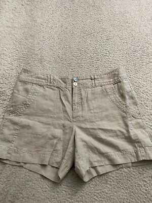 Pantalones cortos de lino beige talla 8 (32 x 5) INC International Concepts para mujer Foto 1 de 4