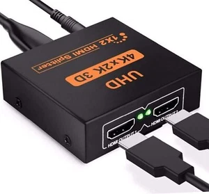 HDMI Splitter 1 in 2 Out 4K 3D 1080P HDMI Distributor Adapter 1 auf 2 Wege Box - Bild 1 von 5