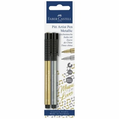 FABER CASTELL Tuschestift PITT ARTIST PEN 1,5mm gold + silber metallic - Bild 1 von 3