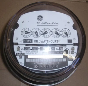 GE- ELECTRIC WATTHOUR METER (KWH) TYPE I70S, I-70S, FM 2S, 240V, 200A, 5 POINTER - Picture 1 of 6