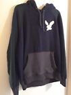 American Eagle L Hoodie Green Navy Kangaroo Pouch Classic Fit Fleece Lined Logo