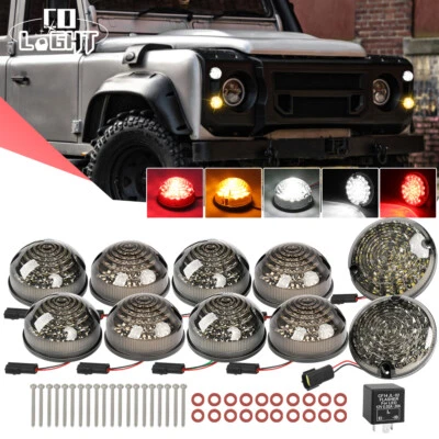 For 90-16 Land Rover Defender Smoked Complete Led Upgrade Kits Indicator Lights - Image 1 of 4