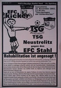 Programm 2002/03 Eisenhüttenstädter FC Stahl - TSG Neustrelitz - Foto 1 di 1