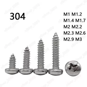 304 viti autopulenti testa padella acciaio inox M1 M1.2 M1.4 M1.7- M3 - Foto 1 di 5