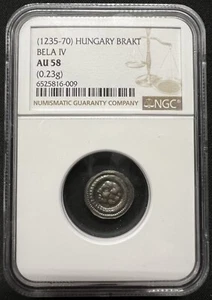 HUNGARY Bela IV (1235-1270) Silver Brakt NGC AU58 RARE - Picture 1 of 2
