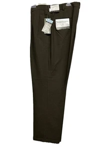 Geoffrey Beene Pants Mens Brown Polyester Pleated Cuffed 36/32 - Picture 1 of 9