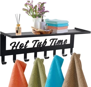 Toallero para bañera de hidromasaje con estante - Percha de metal toallas negras - Imagen 1 de 2