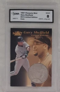 1997 Pinnacle Mint Gary Sheffield #23 Limited Edition COIN GMA GRADED NM-MT 8 - Picture 1 of 3