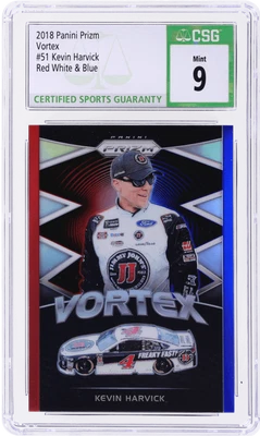 2018 Panini Prizm Kevin Harvick Red White and Blue Prizm #51 CSG 9 - Image 1 of 2