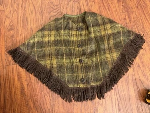 Poncho Suéter Glenrannoch Verde Niños Talla Única Lana Mohair Flecos Escocia - Imagen 1 de 5