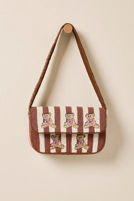 Viral Beaded Shoulder Bag Brown Stripe Coquette Bear Bow Theme NWT - Image 1 of 4