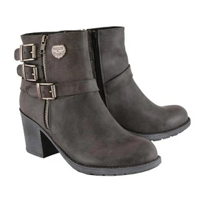 MILWAUKEE PERFORMANCE WOMEN'S STONE GREY 3-BUCKLE LEATHER BOOTS - SAEJ - Picture 1 of 10
